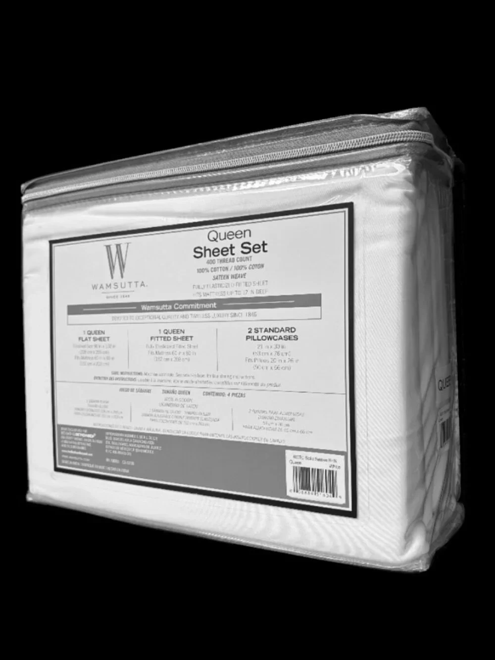 brand new WHITE Wamsutta 400 TC 100% Cotton Sateen Queen Sheet Set